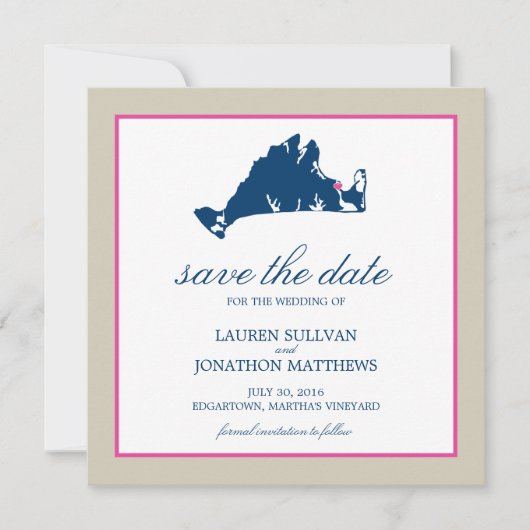 Edgartown Martha's Vineyard Wedding Save the Date (Voorkant)