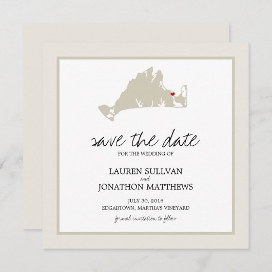 Edgartown Martha's Vineyard Wedding Save the Date (Voorkant / Achterkant)