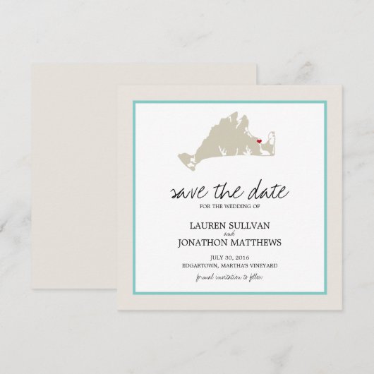 Edgartown Martha's Vineyard Wedding Save the Date (Voorkant / Achterkant)