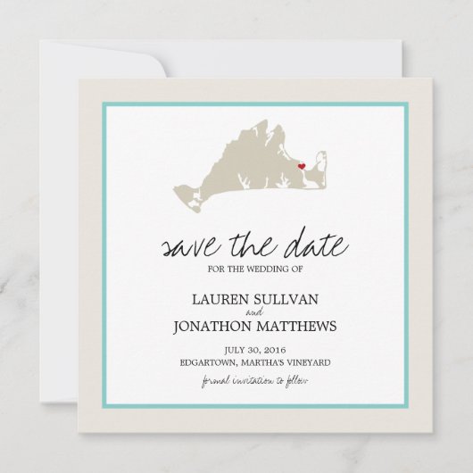 Edgartown Martha's Vineyard Wedding Save the Date (Voorkant)