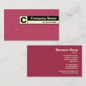 Edge gelabeld monogram - Crimson in reliëfdruk Tex Visitekaartje (Voorkant / Achterkant)