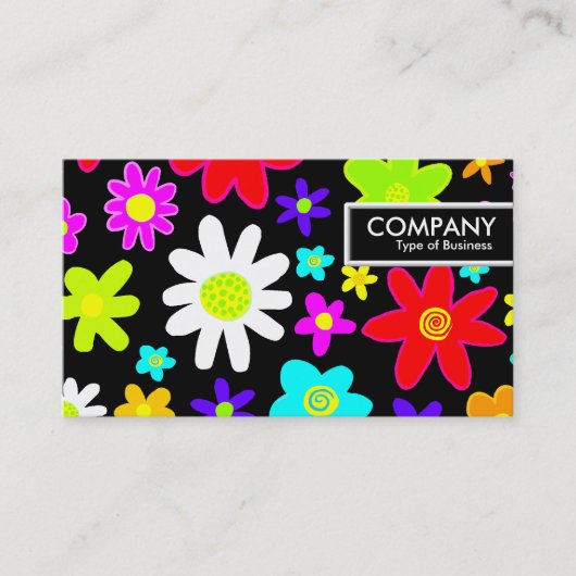 Edge-Label - Cartoon Flowers Visitekaartje (Voorkant)