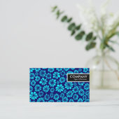 Edge-Label - Shades of Blue Floral Visitekaartje (Staand voorkant)