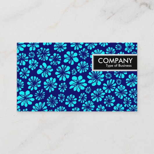 Edge-Label - Shades of Blue Floral Visitekaartje (Voorkant)