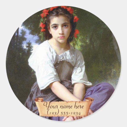 "Edge of the brook" Pre-Raphaelite Bookplate Ronde Sticker (Voorkant)