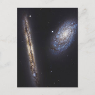 Edge-On Galaxy NGC 4302 & gekantelde Galaxy NGC 42 Briefkaart