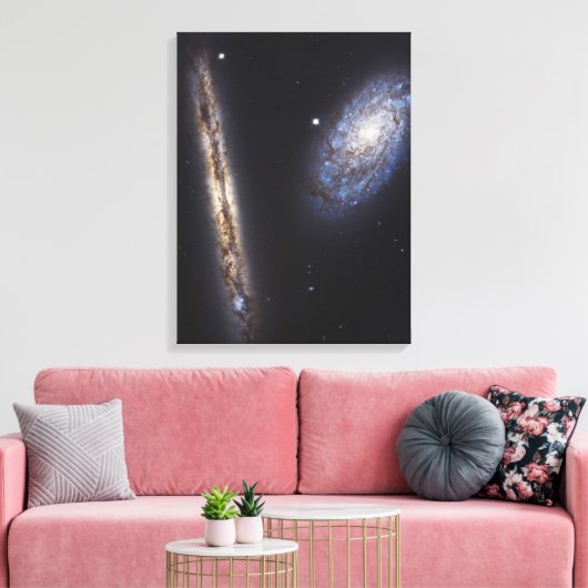Edge-On Galaxy NGC 4302 & gekantelde Galaxy NGC 42 Canvas Afdruk (Insitu (Woonkamer))