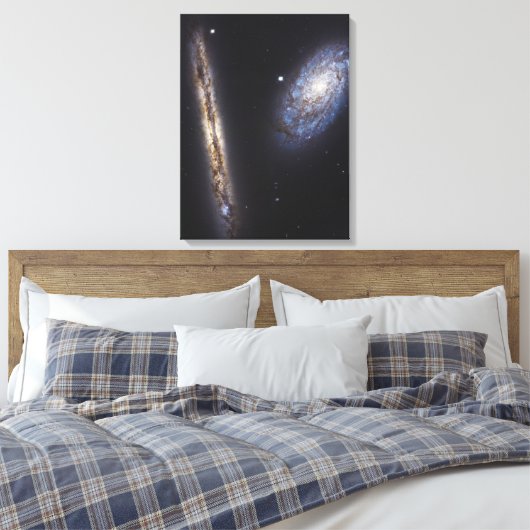 Edge-On Galaxy NGC 4302 & gekantelde Galaxy NGC 42 Canvas Afdruk (Insitu (Slaapkamer))