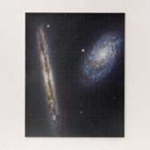Edge-On Galaxy NGC 4302 & gekantelde Galaxy NGC 42 Legpuzzel (Verticaal)