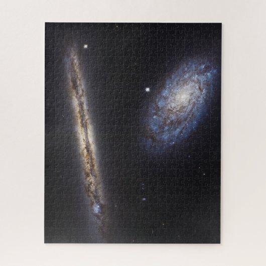 Edge-On Galaxy NGC 4302 & gekantelde Galaxy NGC 42 Legpuzzel (Verticaal)