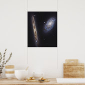 Edge-On Galaxy NGC 4302 & gekantelde Galaxy NGC 42 Poster (Keuken)