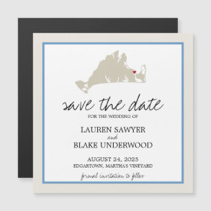 Edgertown Martha's Vineyard Wedding Save the Date Magnetische Uitnodiging
