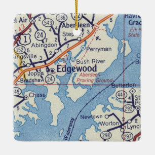 Edgewood MD Vintage Map Keramisch Ornament