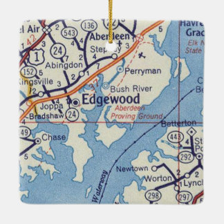 Edgewood MD Vintage Map Keramisch Ornament