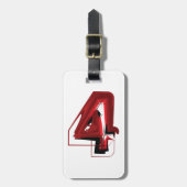 Edgy Abstract Rood en Zwart Nummer 4 Bagagelabel (Voorkant verticaal)