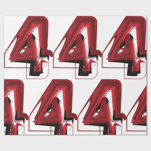 Edgy Abstract Rood en Zwart Nummer 4 Cadeaupapier (Vlak)