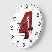 Edgy Abstract Rood en Zwart Nummer 4 Grote Klok (Hoek)