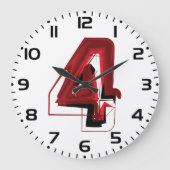 Edgy Abstract Rood en Zwart Nummer 4 Grote Klok (Voorkant)
