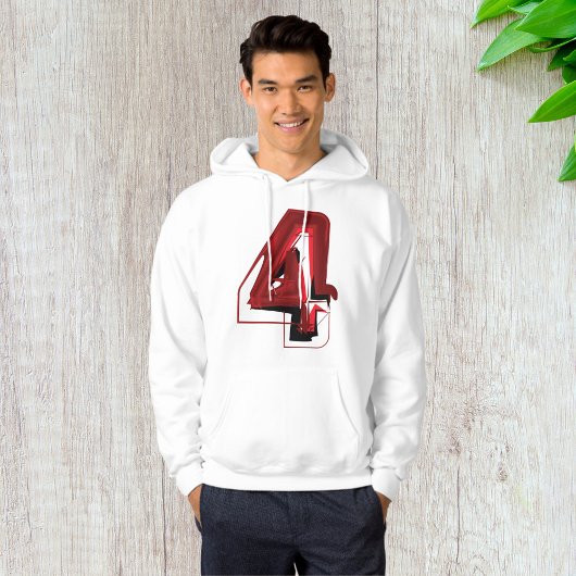 Edgy Abstract Rood en Zwart Nummer 4 Hoodie