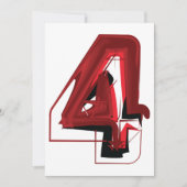 Edgy Abstract Rood en Zwart Nummer 4 Kaart (Voorkant)