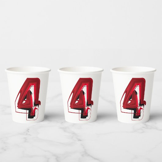 Edgy Abstract Rood en Zwart Nummer 4 Papieren Bekers