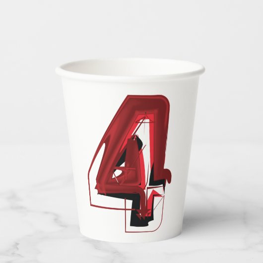 Edgy Abstract Rood en Zwart Nummer 4 Papieren Bekers (Voorkant)