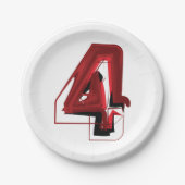 Edgy Abstract Rood en Zwart Nummer 4 Papieren Bordje (Voorkant)
