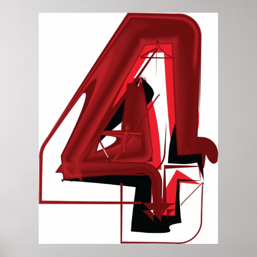 Edgy Abstract Rood en Zwart Nummer 4 Poster (Voorkant)