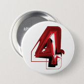 Edgy Abstract Rood en Zwart Nummer 4 Ronde Button 7,6 Cm (Voorkant /achterkant)