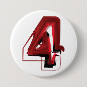 Edgy Abstract Rood en Zwart Nummer 4 Ronde Button 7,6 Cm (Voorkant)