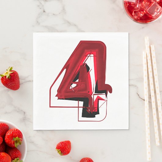 Edgy Abstract Rood en Zwart Nummer 4 Servet