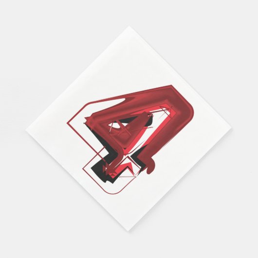 Edgy Abstract Rood en Zwart Nummer 4 Servet (Hoek)