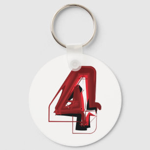 Edgy Abstract Rood en Zwart Nummer 4 Sleutelhanger