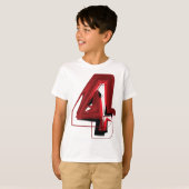 Edgy Abstract Rood en Zwart Nummer 4 T-shirt (Voorkant volledig)