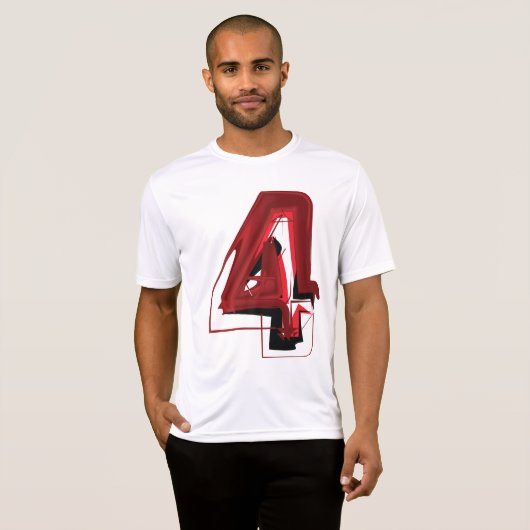 Edgy Abstract Rood en Zwart Nummer 4 T-shirt (Voorkant volledig)
