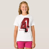 Edgy Abstract Rood en Zwart Nummer 4 T-shirt (Voorkant volledig)