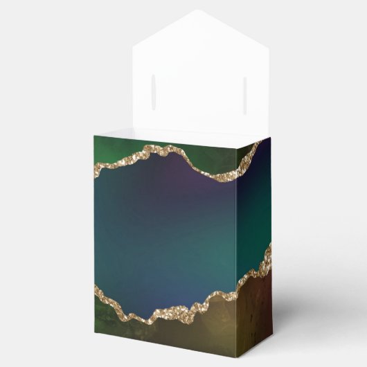 Edgy Agate | Donkere Moody Jewel Tone Blauwgroen Bedankdoosjes (Geopend)