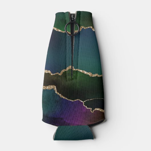 Edgy Agate | Donkere Moody Jewel Tone Blauwgroen Flesjeskoeler (Achterkant)