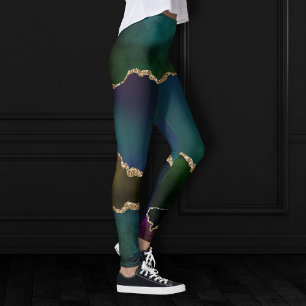 Edgy Agate   Donkere Moody Jewel Tone Blauwgroen Leggings