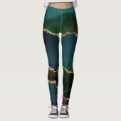 Edgy Agate | Donkere Moody Jewel Tone Blauwgroen Leggings (Voorkant)