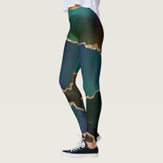 Edgy Agate | Donkere Moody Jewel Tone Blauwgroen Leggings (Links)