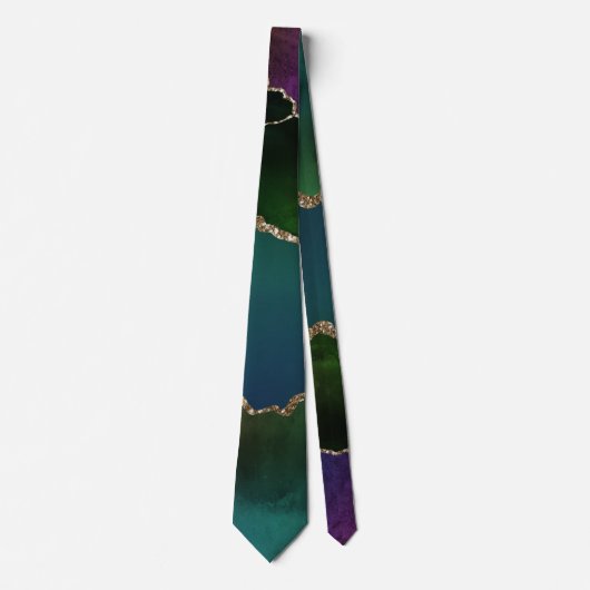 Edgy Agate | Donkere Moody Jewel Tone Blauwgroen Stropdas (Voorkant)
