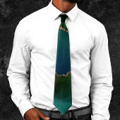 Edgy Agate | Donkere Moody Jewel Tone Blauwgroen Stropdas