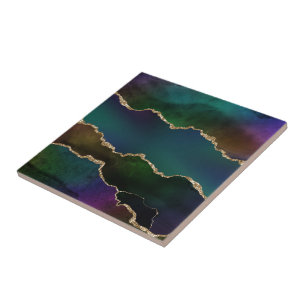 Edgy Agate   Donkere Moody Jewel Tone Blauwgroen Tegeltje