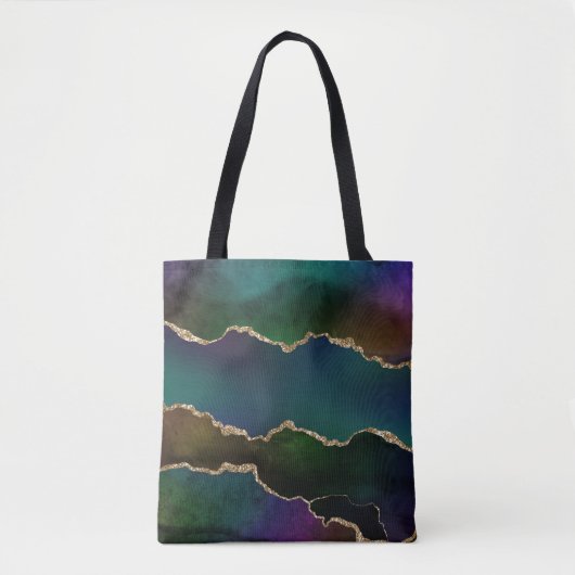 Edgy Agate | Donkere Moody Jewel Tone Blauwgroen Tote Bag (Voorkant)