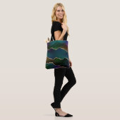 Edgy Agate | Donkere Moody Jewel Tone Blauwgroen Tote Bag (Op model)