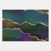 Edgy Agate | Donkere Moody Jewel Tone Mystic Blauw Inpakpapier Vel (Voorkant 3)