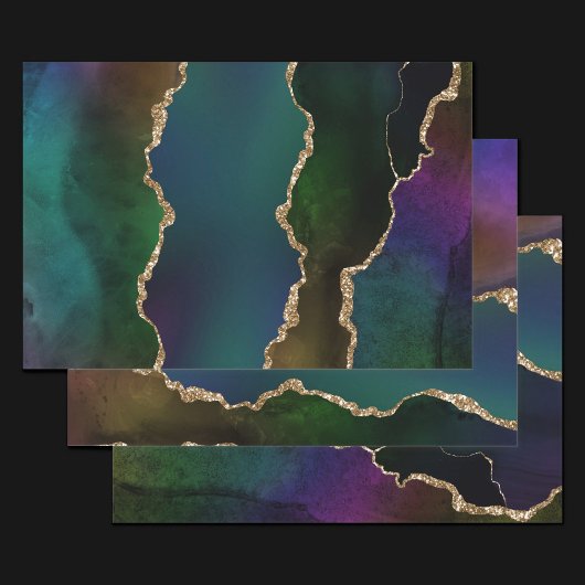 Edgy Agate | Donkere Moody Jewel Tone Mystic Blauw Inpakpapier Vel