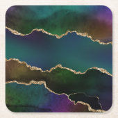 Edgy Agate | Donkere Moody Jewel Tone Mystic Blauw Kartonnen Onderzetters (Voorkant)