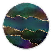 Edgy Agate | Donkere Moody Jewel Tone Mystic Blauw Keramische Knop (Voorkant)